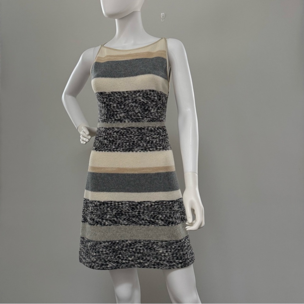 Missoni Wool Gray and Cream Striped Mini Dress
